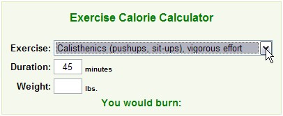 workout calories counter
